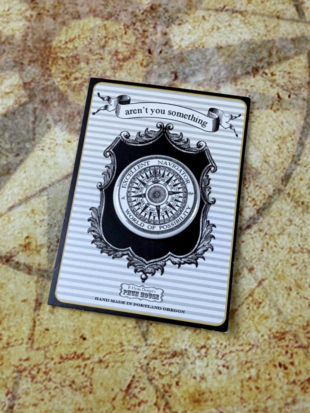 P. Flynn Design "Excellent Navigator" Compass Pin | Handmade in Portland, Oregon - Picture 4 of 5